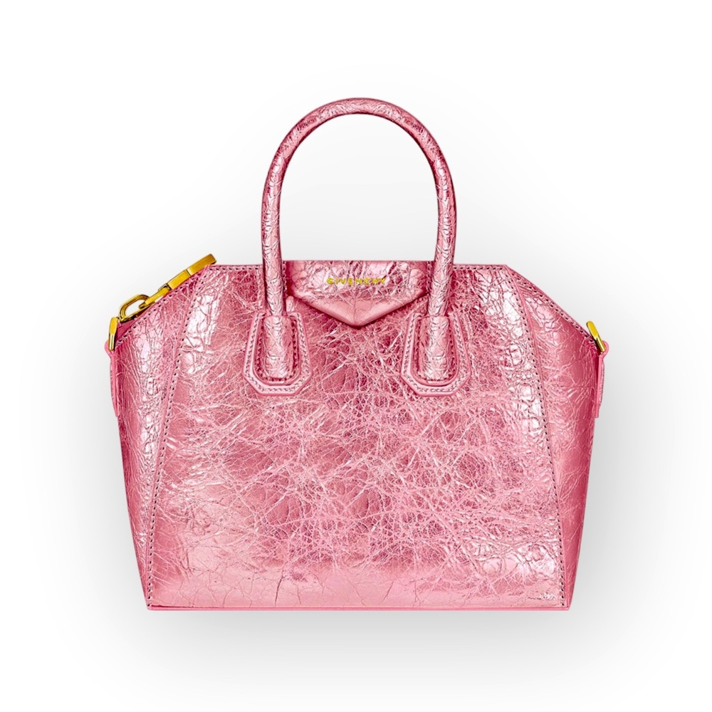 👜 🆕 Givenchy Mini Antigona Bag In Laminated Leather in color silk pink